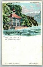 6452 Sisikon Lithographie Tellskapelle Vierwaldstättersee Künstlerpostkarte sign. Steinmann, c.