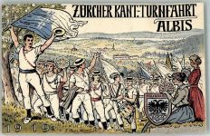 Albis 1919 Gebrauchsspuren Turnfest Lithographie