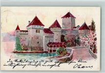 Chillon Chateau 1901 Künstlerkarte Sign. J.J. Redmond