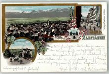 9450 Altstätten SG 1901 Lithographie Bahnhofstrasse Marktgasse