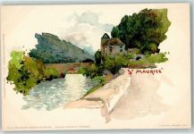 1890 St-Maurice Künstlerkarte sign. F Voellmy