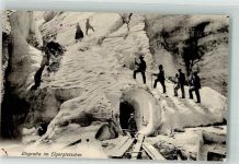3823 Eigergletscher Foto AK Eisgrotte Hüttenstempel