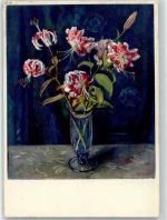 sign. Elly Bernet-Studer Blumenvase Lilien AK Pro Infirmis Schweiz