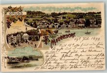 8708 Männedorf 1899 Lithographie Kapelle und Neubau der Zellerschen Pension Schneeberge Verlag Künzli Nr 1971