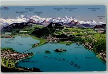 8808 Pfäffikon SZ - Vogelschau Zürich und Obersee