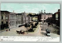 8000 Zürich 1906 - Bahnhofplatz Tram Pferdekutsche