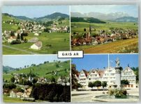 9056 Gais - Dorfpartie Dorfplatz Brunnen