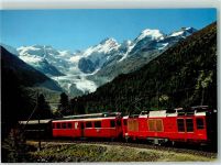 Berninabahn - Berninabahn mit Morteratschgletscher Bellavista Piz Bernina und Piz Morteratsch