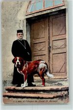 1946 Bourg-St-Pierre Lithographie 1912 Kirchlicher mit Bernhardiner A l Hospice du Grand St Bernhard