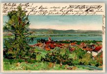 8272 Ermatingen Lithographie sign. Stebel-Rudin Insel Reichenau Künstlerkarte