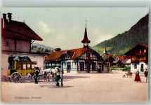 3770 Zweisimmen Foto AK Postkutsche Bahnhof