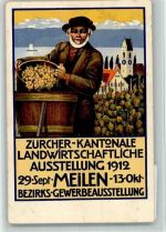 8706 Meilen BOAKC Lithographie Zürcher Kanotnale Landwirtschaftliche Ausstellung 1912 Traubenlese