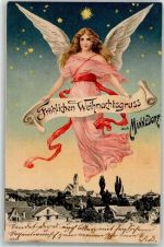 8708 Männedorf 1908 Lithographie Fröhliche Weihnachtsgruß Engel
