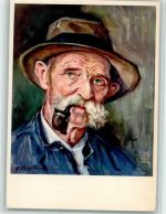 Nr. 5 - Henri Chatillon - Mann mit Pfeife - Spendenkarte Pro Infirmis Schweiz Künstlerkarte