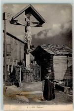 1925 Finhaut 1913 - Wegkreuz Geistlicher
