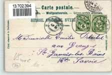 1890 St-Maurice 1908 BOAKC Lithographie Hotel Pension Grisogono Pont et Chateau Schloss Royale Abbaye Cascade de la Grotte des Fees Wasserfall