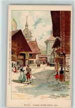 1900 Lithographie Village Suisse Exposition Paris 1900 - AK