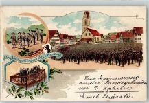 9064 Hundwil 1899 Lithographie Landsgemeindegruss Versammlung Musikgruppe