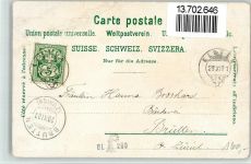 8302 Kloten 1901 BOAKC Lithographie Post Telegraph Leihkasse Gasthaus Zum wilden Mann Gebrauchsspuren, bitte Scan genau beachten!