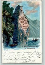Mythenstein im Vierwaldstättersee Ruderboote sign Steinmann C. Serie Vierwaldstättersee Steinmann Lithographie