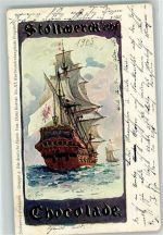 Segelschiff Gruppe 5 Die deutsche Flotte sign. Hans Bohrdt Stollwerck Schokolade 1905