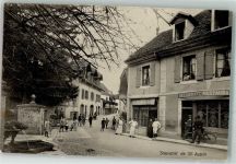 2024 St-Aubin NE 1910 Foto AK Gasthaus Fahrrad