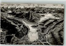 6343 Rotkreuz - Landkarte Zugersee Vierwladstättersee