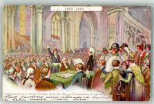 1000 Lausanne Losanna 1903 Lithographie / Künstlerkarte Kirche Assermentation du Grand Conseil 1803 Bahnpost Zug 0352