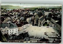 4000 Basel Bâle 1906 Gebrauchsspuren Barfüsserplatz Kirche hist. Museum