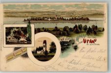 Ufenau Insel 1901 Gebrauchsspuren Kirche Gasthaus Lithographie