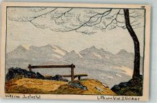 3655 Sigriswil 1916 Künstlersteindruck sign. Züricher, V.W. Justustal Bahnpost Zug 2544