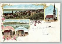 8712 Stäfa 1898 BOAKC Lithographie Kirche Pfarrhaus Neues Schulhaus