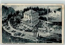 8212 Neuhausen am Rheinfall Lithographie / Künstlerkarte Hotel Schweizer Bahnhof sign. Bruhin Bahnpost Zug 22