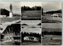 2532 Magglingen Macolin - Eidg. Turn und Sportschule Statue Lärchenplatz Bärnerhus Sporthallen Tennisplätze