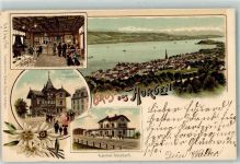 8810 Horgen 1900 Lithographie Chalet Belvedere Bahnhof Oberdorf Edelweiss