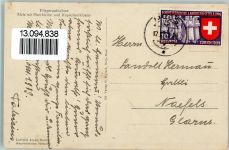 8887 Mels 1918 - Fliegeraufnahme Mels mit Pfarrkirche und Kapuzinerkloster