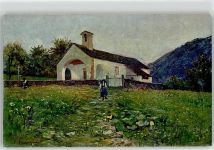 6673 Maggia Künstlerkarte sign. Franzoni Kirche