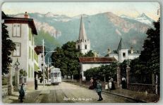 1880 Bex 1912 Gebrauchsspuren Straßenbahn Kirche Rue de la Gare