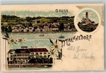 8708 Männedorf 1903 Lithographie Hotel Wildenmann Kirche