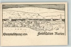 3280 Murten Morat 1914 Künstlerkarte Grenzbesetzung Fortifitation