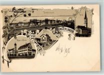 8596 Münsterlingen 1898 BOAKC Lithographie Irrenheilanstalt Kirche Kloster Pension Schelling Verlag Künzli Nr 652