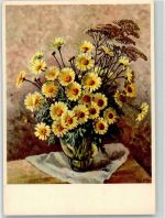 Blumenvase gelbe Margeriten sign. Hch. Widmer AK Pro Infirmis Schweiz Künstlerkarte