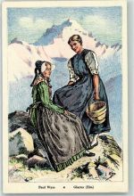 8767 Elm - 2 Frauen in Glarner Tracht auf dem Berg