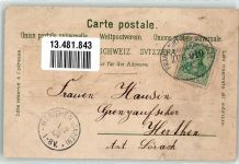 8462 Rheinau 1904 Gebrauchsspuren Lithographie Bahnpost Basel Zug 910