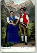 AK mit Stoff Prägedruck AK