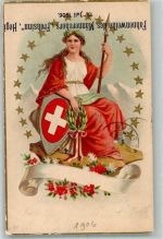 Hegi Winterthur Prägedruck - Einriß Fahnenweihe des Männerchors Frohsinn Helvetia 1906 Gebrauchsspuren