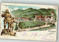 8000 Zürich 1902 Lithographie Denkmal Tell Schützenhaus Alibsgürtli