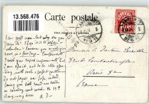 2042 Valangin 1904 Lithographie Löwe Wappen Kirche Bahnpost Nr. 10