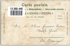 6474 Amsteg Lithographie Gotthardbahn Werbung Chocolat und Cacao Maestrani