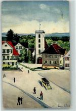 8580 Amriswil 1917 Künstlerkarte Marktplatz mit Konzerthalle nach Temperabild von Hans Leitmann